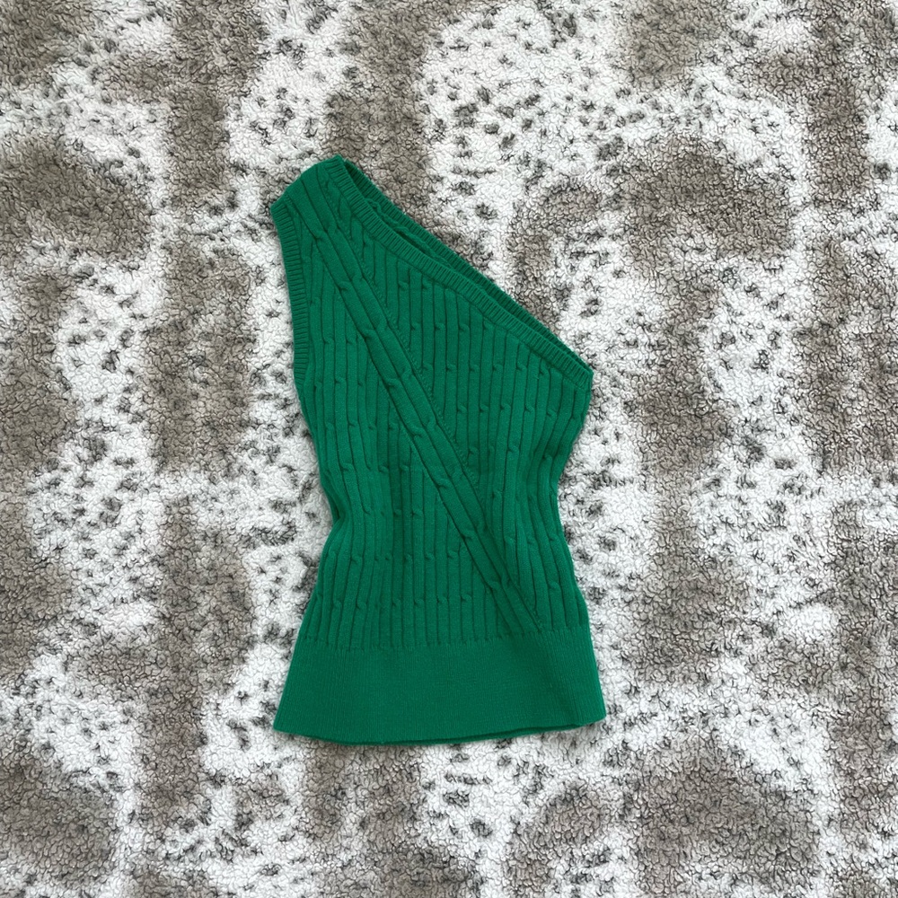 Maeve cable knit one shoulder top